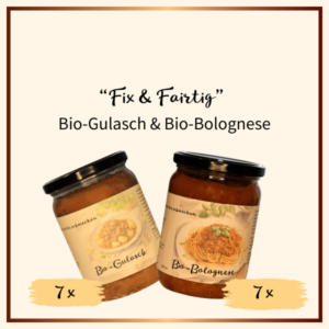 Fix und Fairtig - 14 Gläser (Bio-Bolognese und Bio-Gulasch)